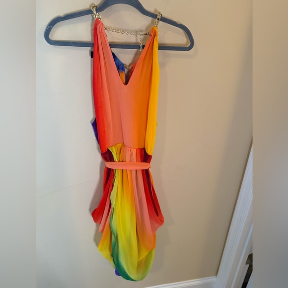 NY & Co. Rainbow Draped Dress size L - Picture 4 of 10